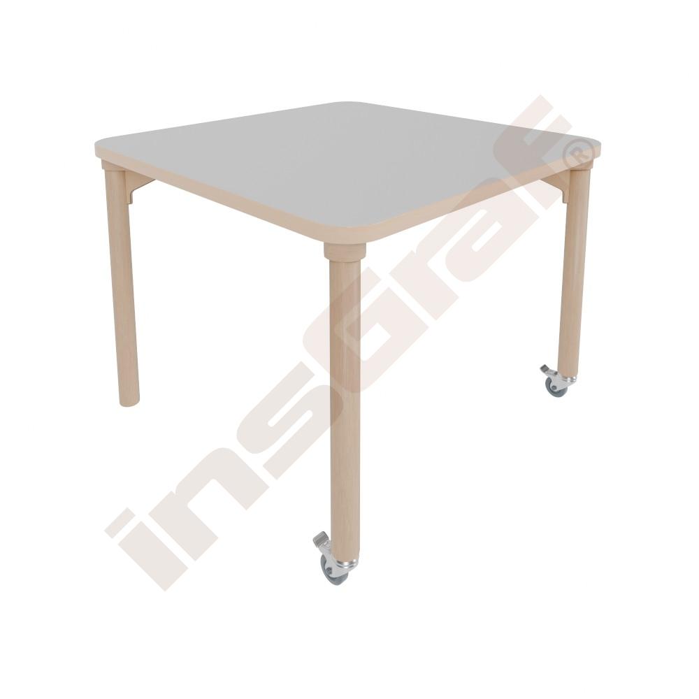 
Marcus Tisch 4, 80 x 80 cm, Beine Birke, TH 64 cm, auf Rollen - hellgrau
