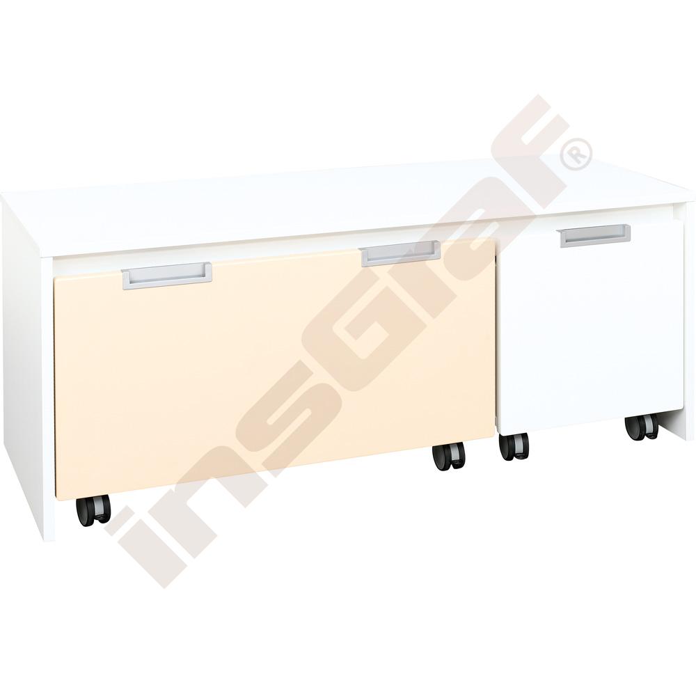 Quadro - lavička nad 3 malé úložné boxy, biela