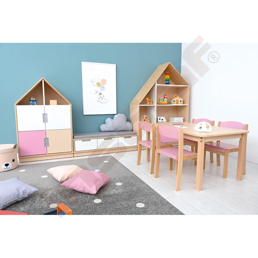 Quadro - skříňka-domeček se 2 policemi, světlý javor