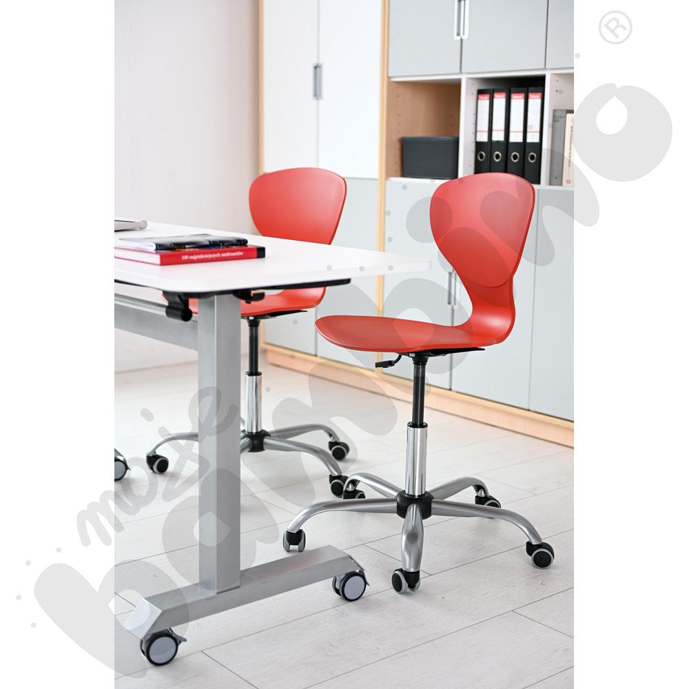 Krzesło Flexi obrotowe na kółkach z reg.  wys. czerwone