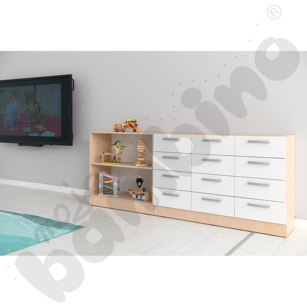 Regał Grande M głęboki z 12 szufladami - klon jasny-biały