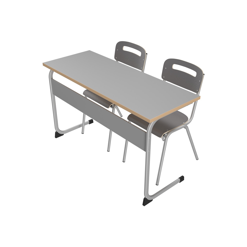 Školská lavica IN-C 2-os. sivá so sivými stoličkami H, veľ. 6