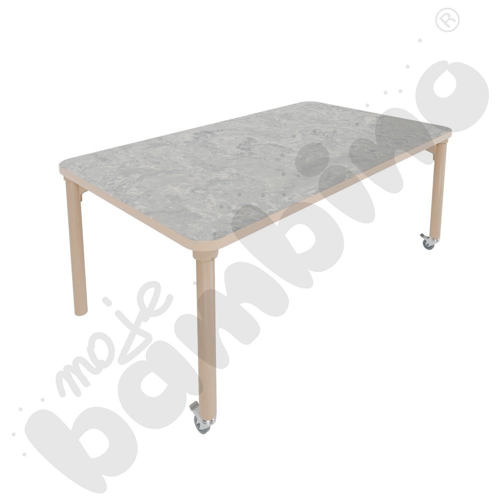 Stół Marcus 140 x 80 cm, rozm. 3, nogi drewniane brzozowe z 2 kółkami, blat cichy jasnoszary, obrzeże ABS