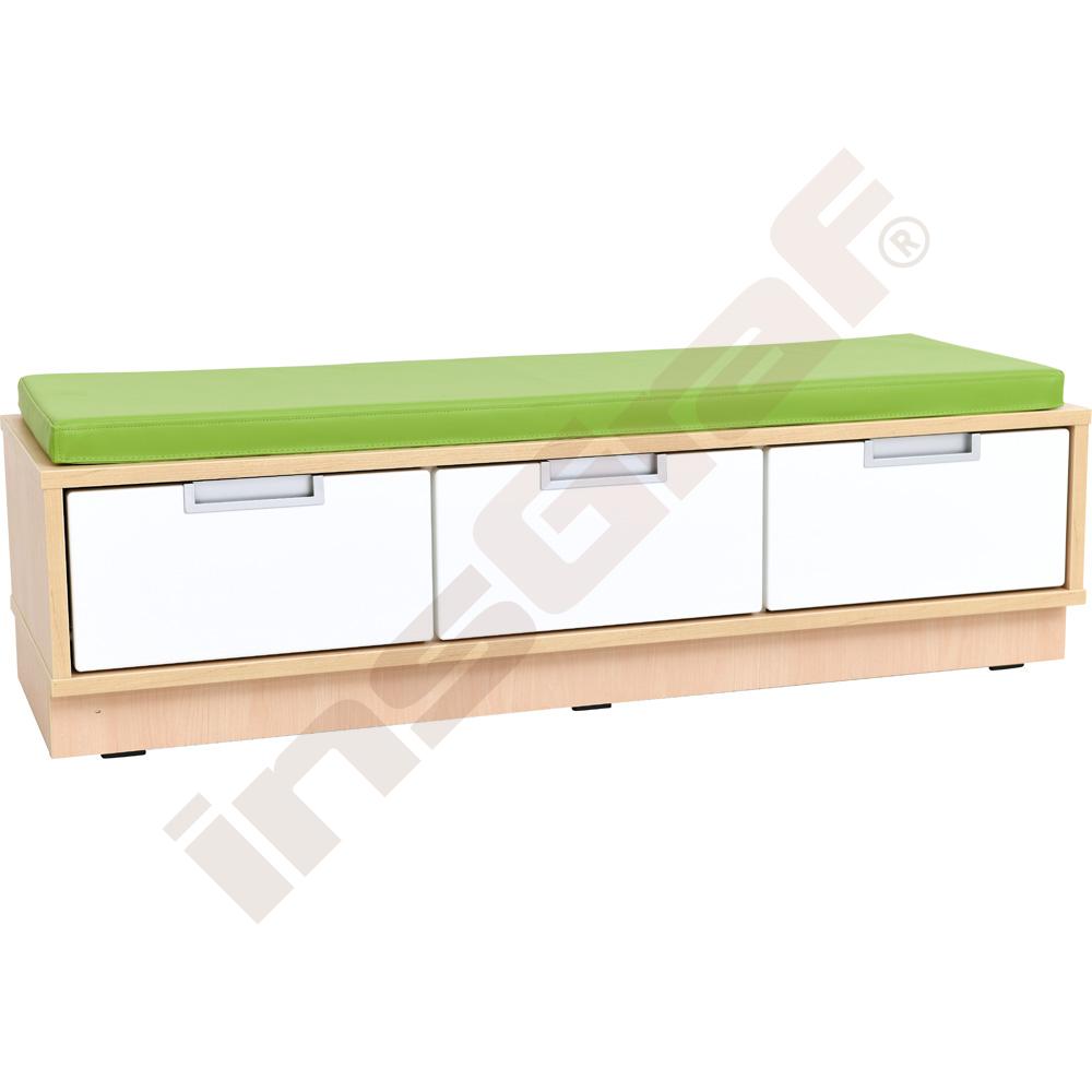 Quadro - skříňka-lavička 3 - zelený sedák - světlý javor