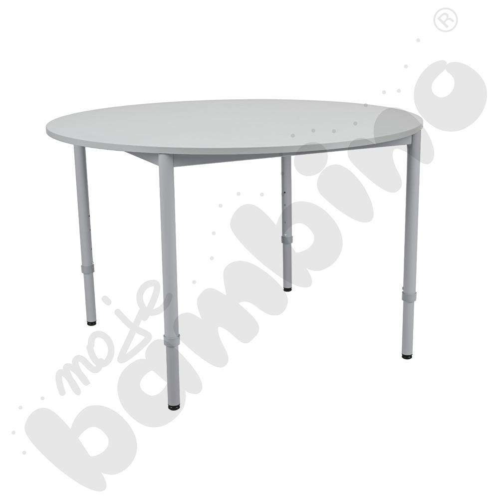 Stół Mila okrągły 120 cm, z reg. wys. 1-4, blat szary, stelaż aluminium