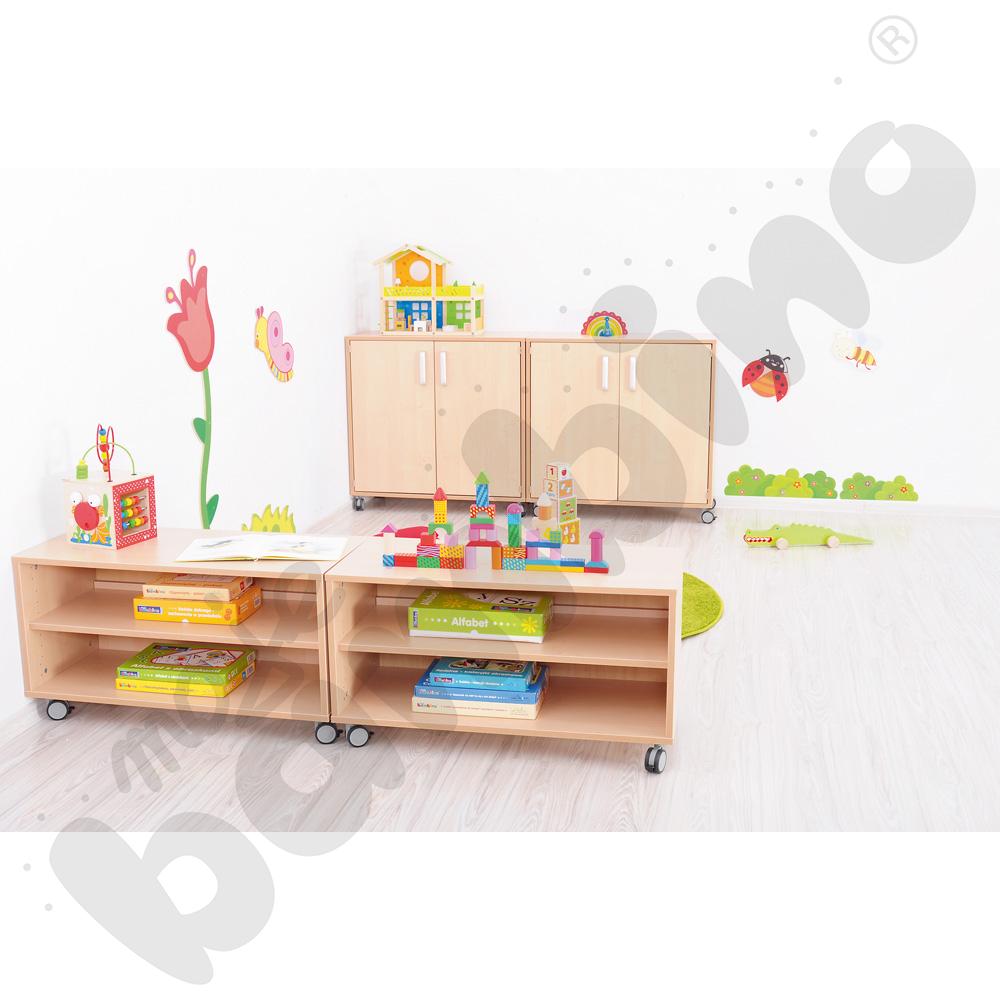 Szafka Flexi M z 1 półką na kółkach, brzoza