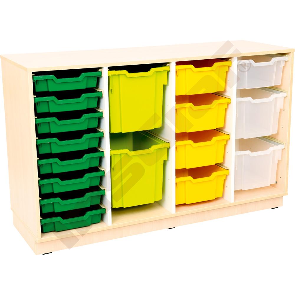 Quadro - skříňka M na plastové zásobníky - 4 sloupy, světlý javor
