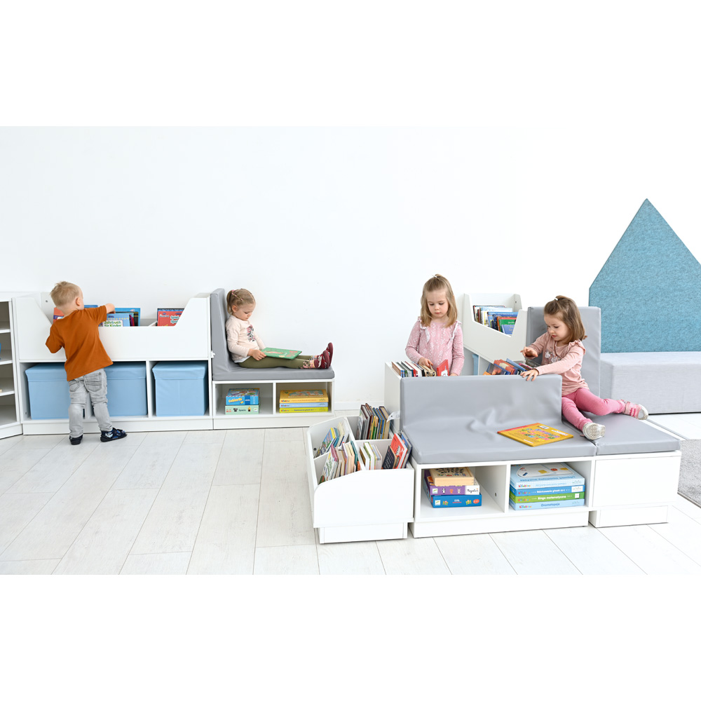 Quadro - szafka niska z siedziskiem PU, biała