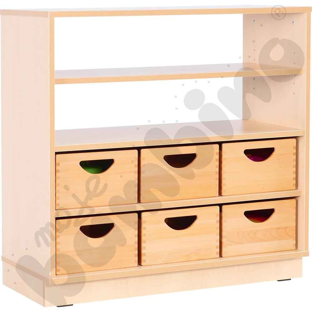 Szafka Flexi D z 3 półkami, półotwarta, na cokole, brzoza