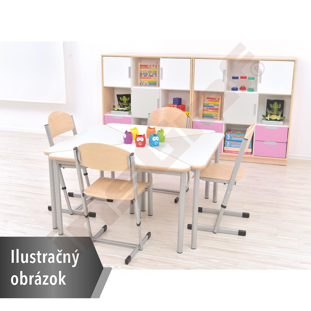 Stôl Mila trojuholníkový 90x90x122, doska buk, rovné rohy, veľ. 4
