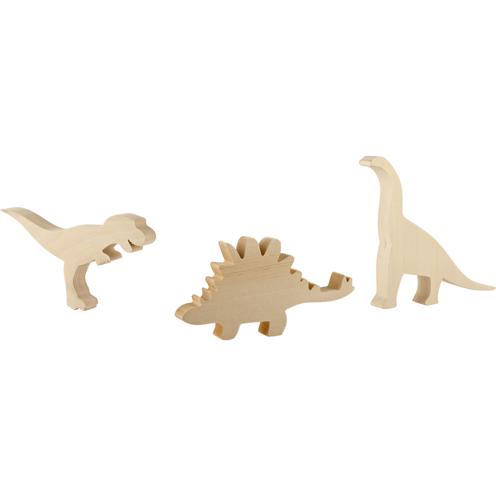 Drevené dinosaury na ozdobenie, 3 ks