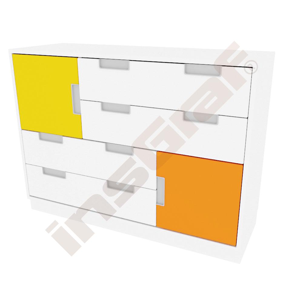 
Asymmetrischer Schrank M, B 116, weiß - weiß/gelb/orange (Quadro 62W-180°)
