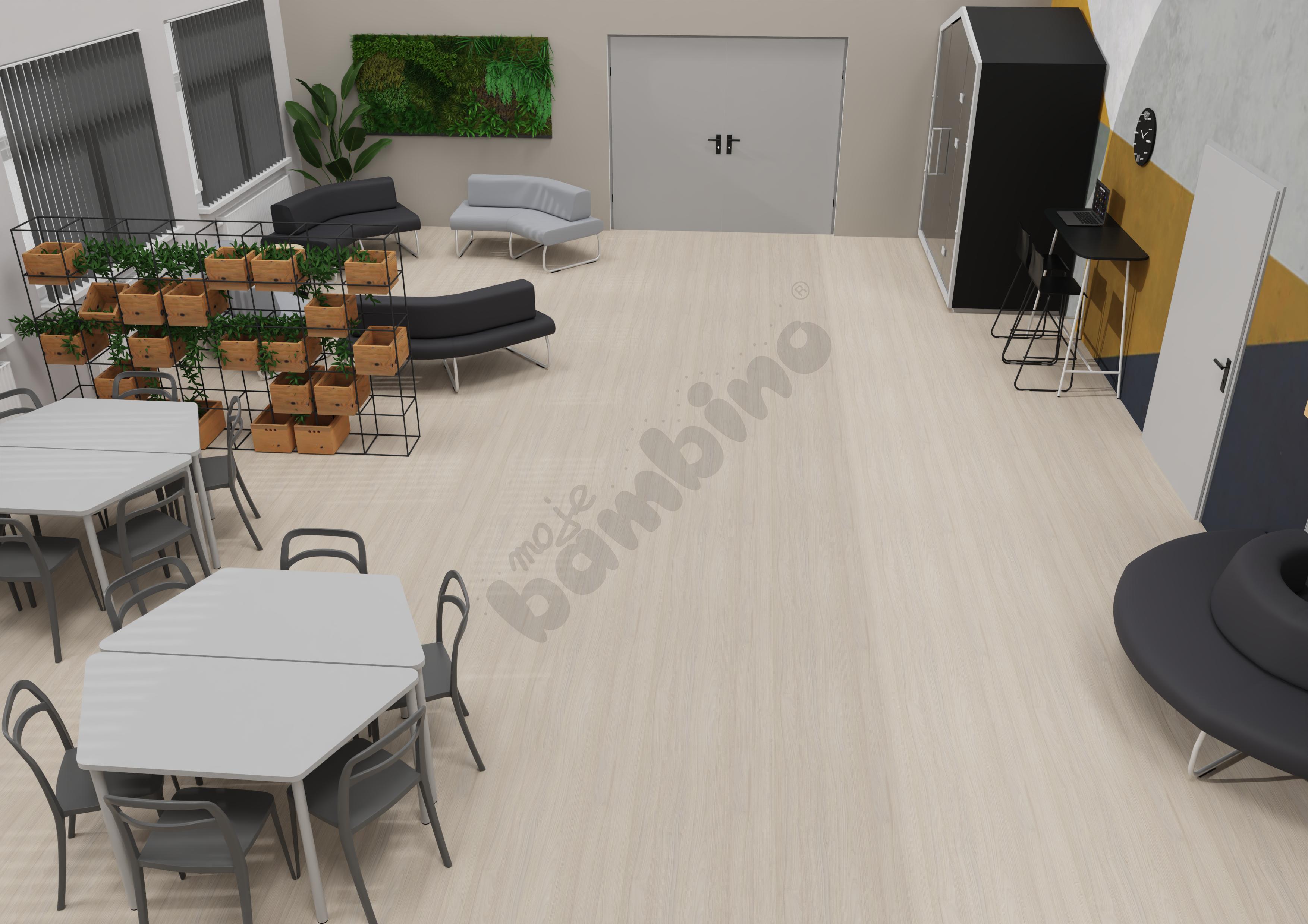 Korytarz szkolny z budką akustyczną 