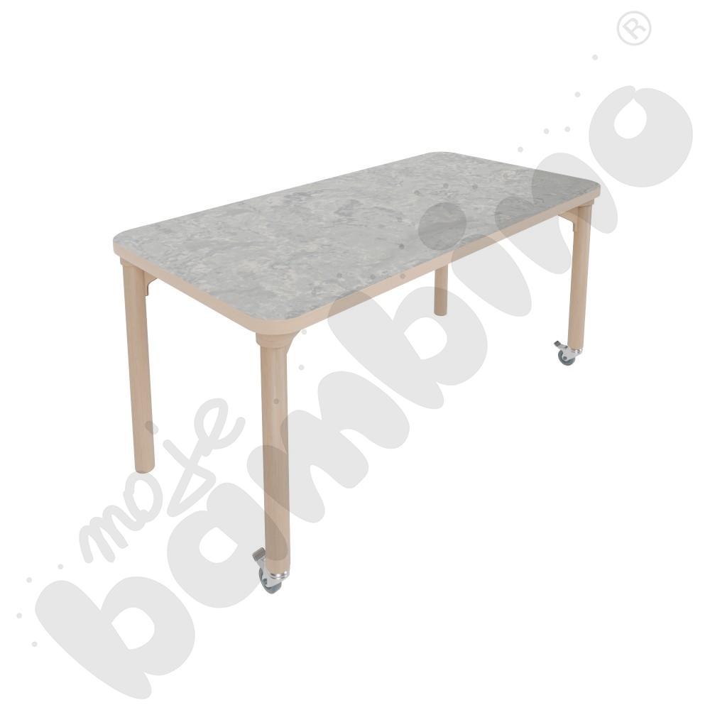 Stół Marcus 120 x 60 cm, rozm. 3, nogi drewniane brzozowe z 2 kółkami, blat cichy jasnoszary, obrzeże ABS