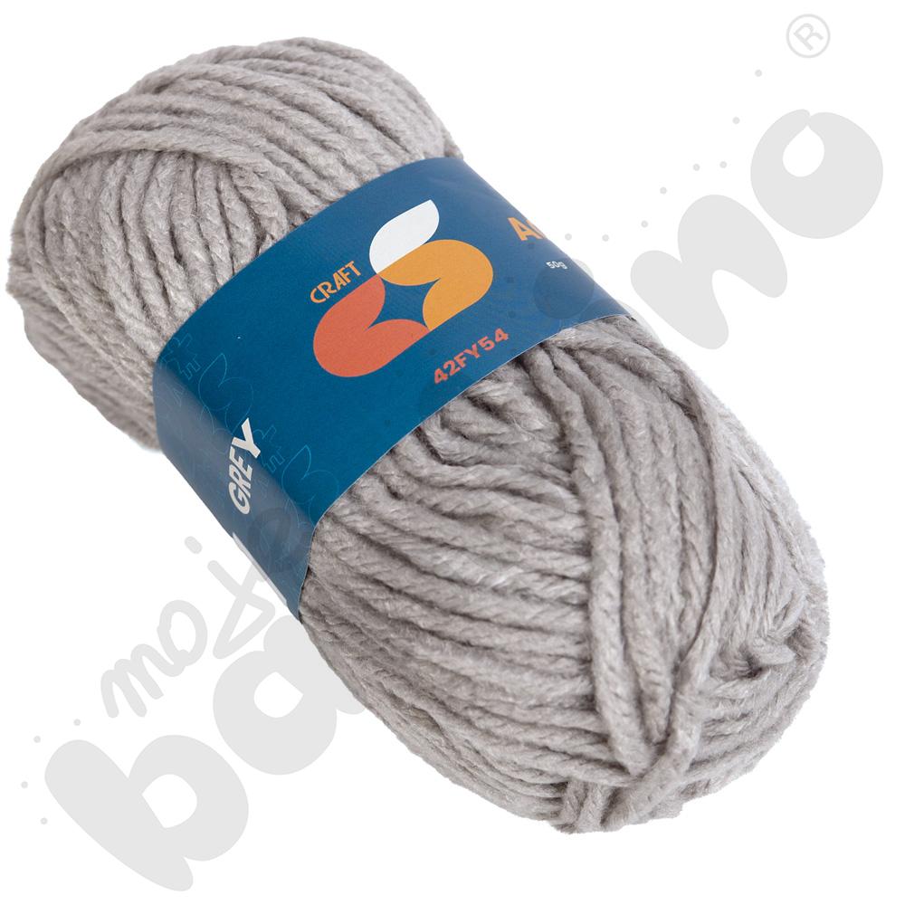 Włóczka akrylowa szara, 50 g