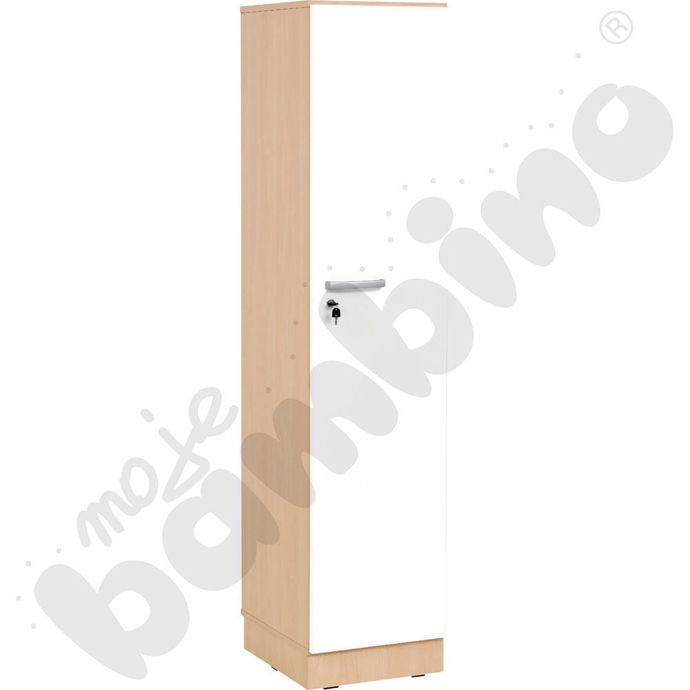 Szafa ubraniowa Grande niska 1 os., gł. 39,8 - skrzynia klon jasny i białe drzwi