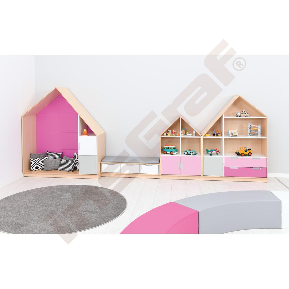 Quadro - skříňka-domeček se 2 policemi, světlý javor