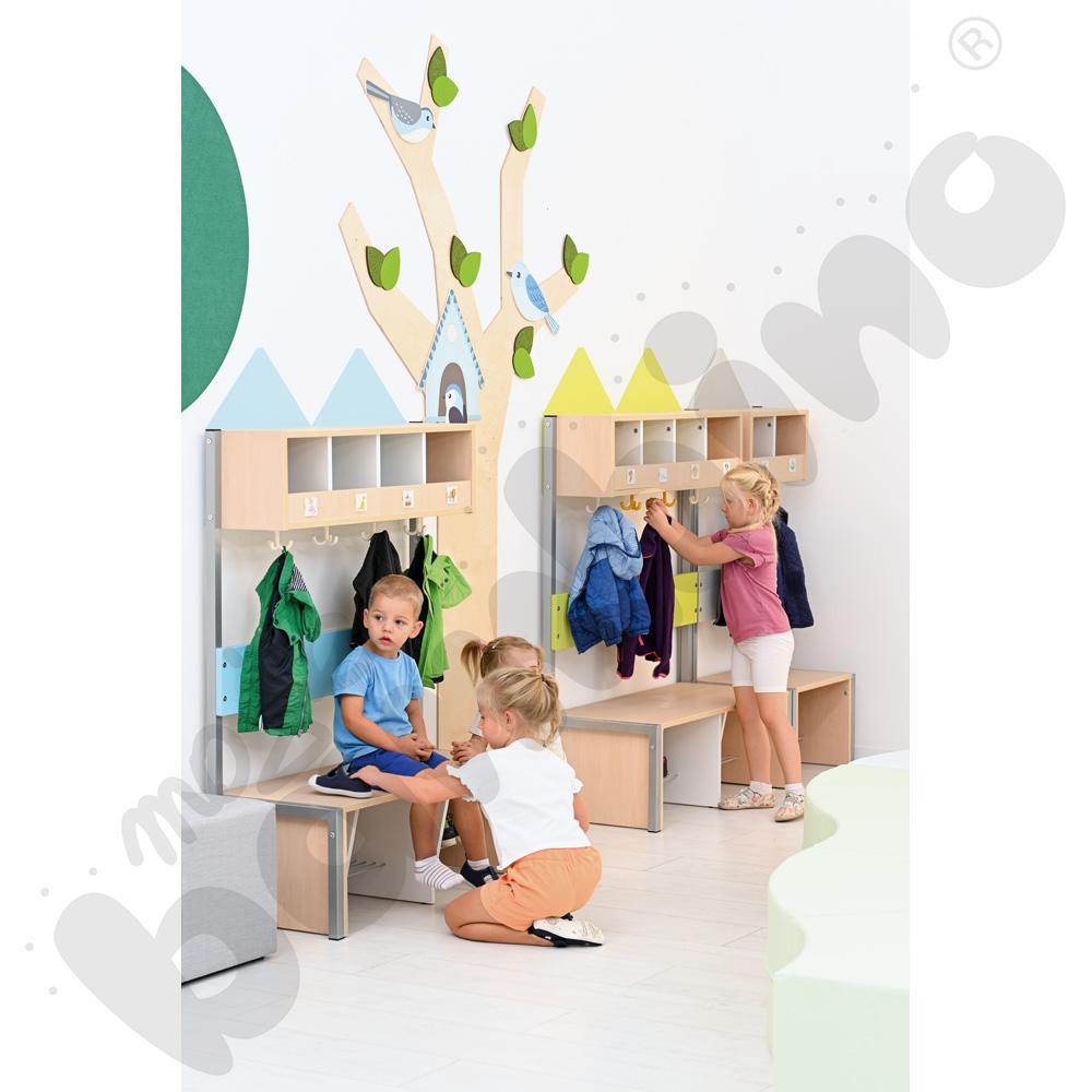 Szatnia Domek na stelażu 4 os., szer. 99 cm, limonkowa, skrzynia klon 