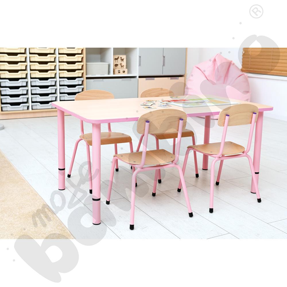 Nogi z reg. do blatów Quadro - różowe, 4 szt. rozm. 0-3 (40-58 cm)