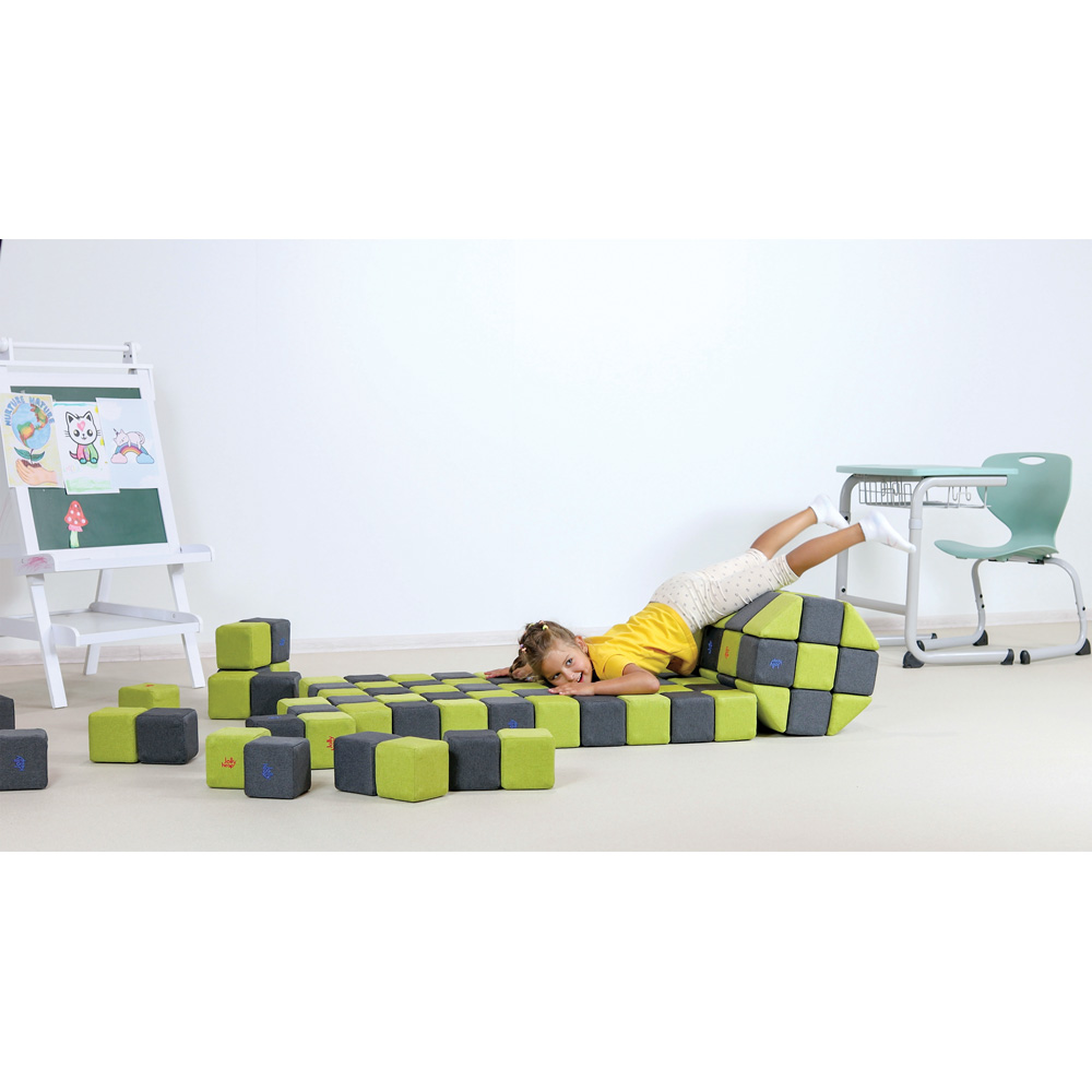Zostava kociek JollyHeap Therapy - sivo-limetkové, 150 ks