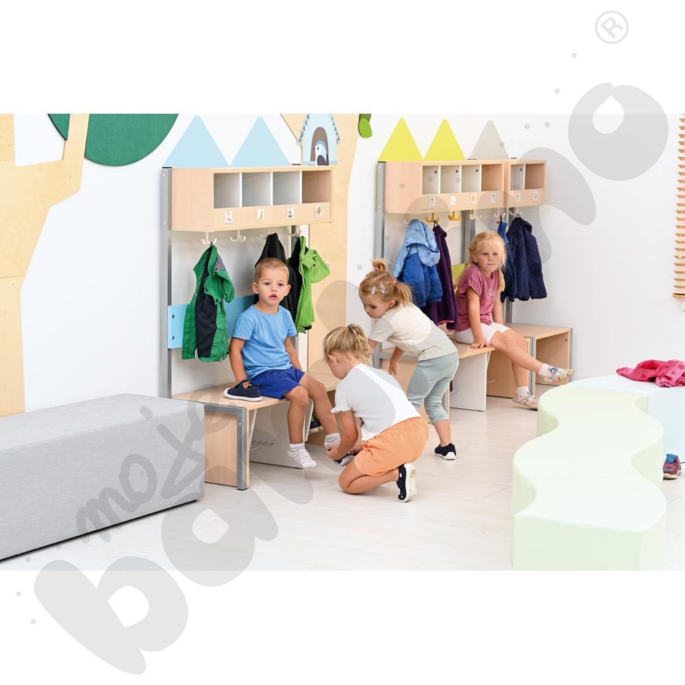 Szatnia Domek na stelażu 4 os., szer. 99 cm, limonkowa, skrzynia klon 