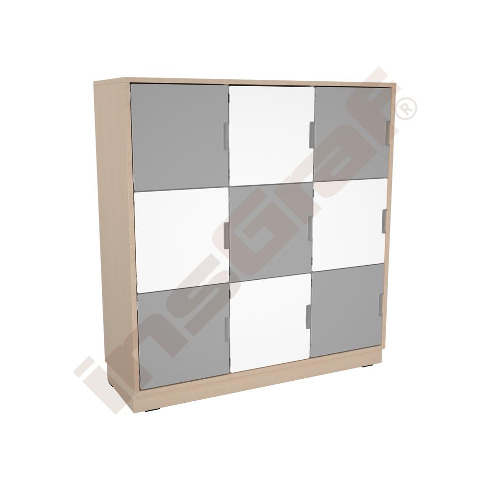 
Schrank L mit 2 Mittelwänden, mit Türen, B 116, Ahorn Jylland - weiß/grau (Quadro 233-180°)
