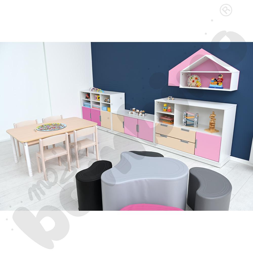 Quadro - regał M z 2 przegrodami i półką, biały