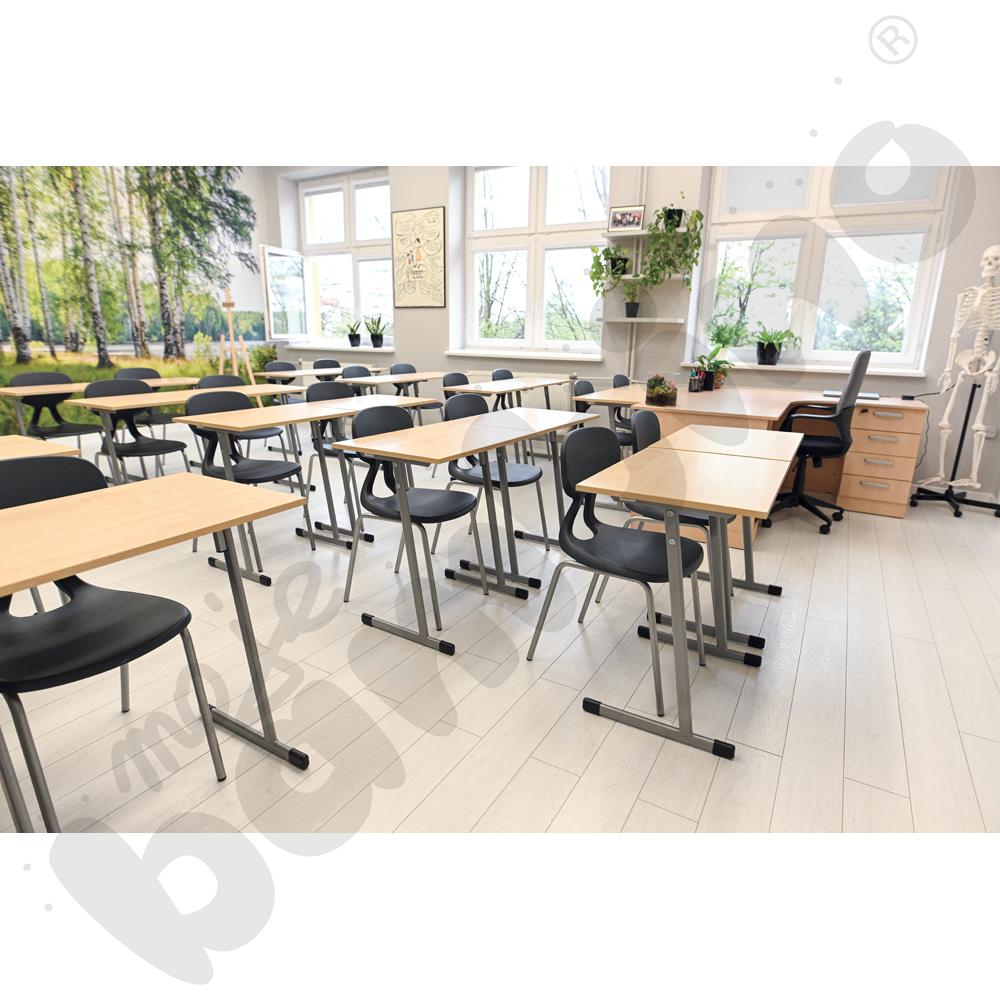 Stół T 70 x 50 rozm. 6, 1-os., stelaż aluminium, blat klon 375, obrzeże ABS, narożniki proste