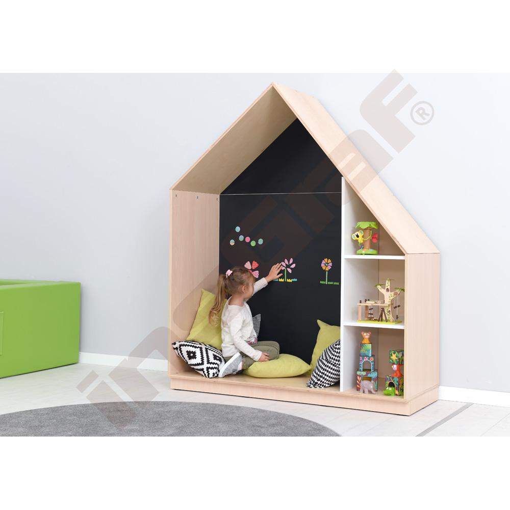 Quadro - skříňka-domeček s magnetickou tabulí a 2 policemi 