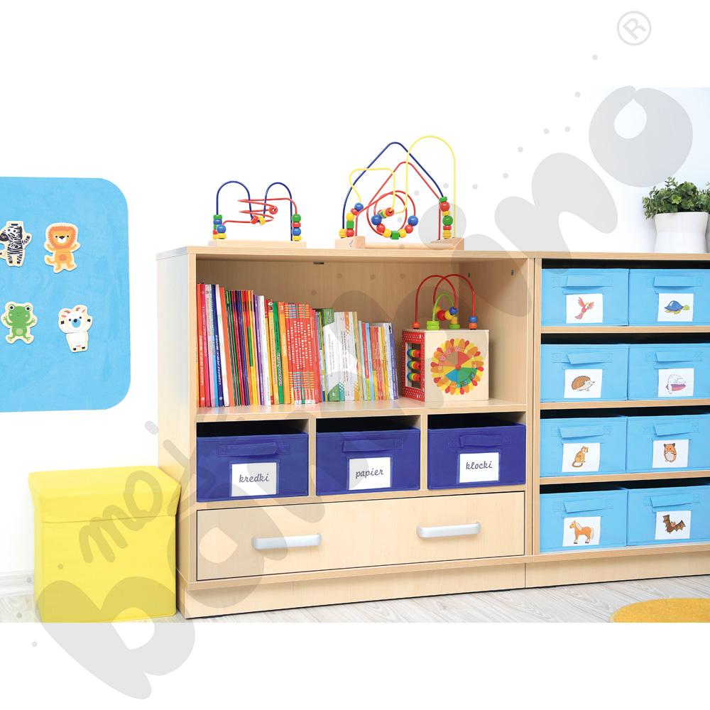 Szafka Flexi-TJ z szufladą na pojemniki i segregatory - na cokole, klon