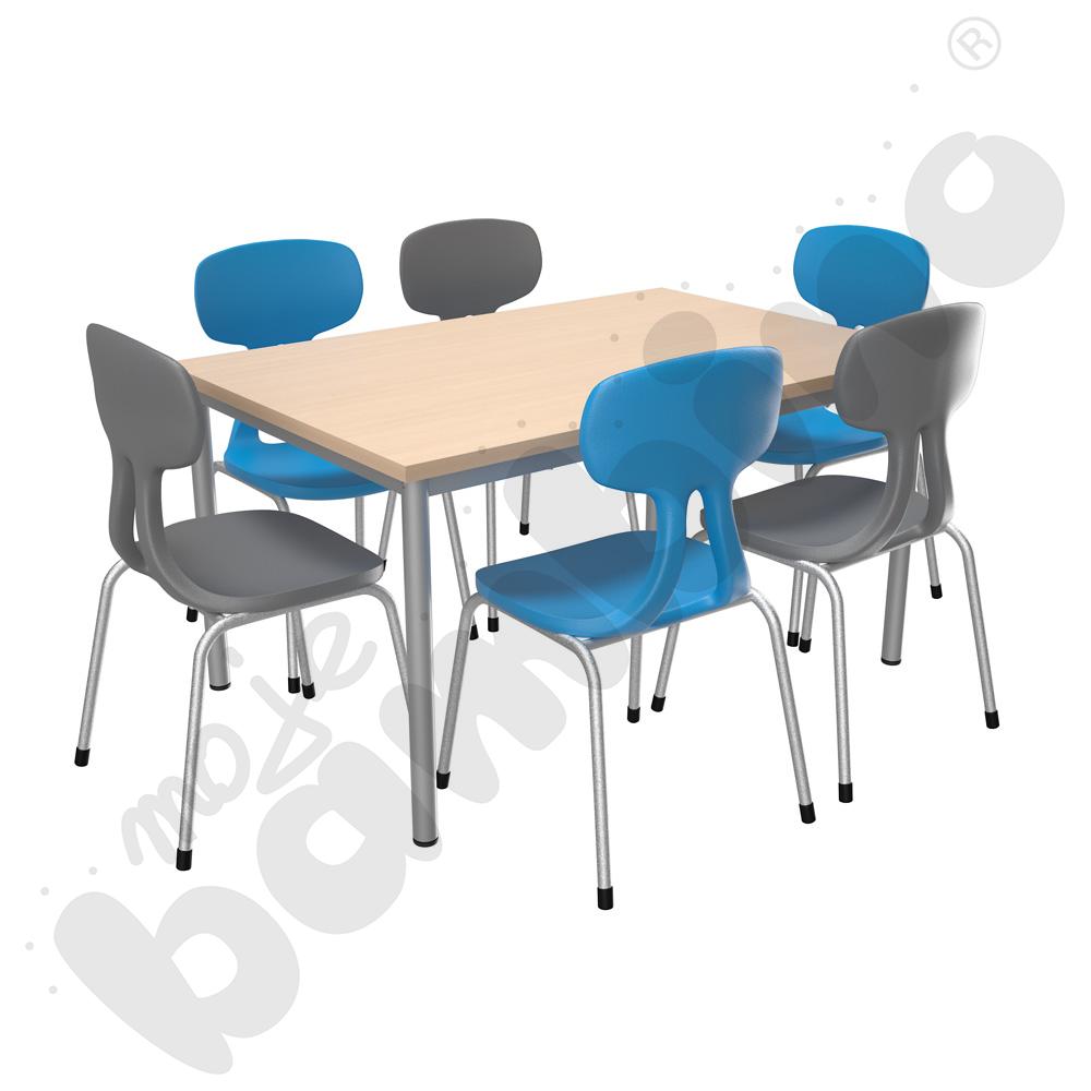 Stół Mila 120 x 80 klon z 6 krzesłami Colores mix kolorów, rozm. 4