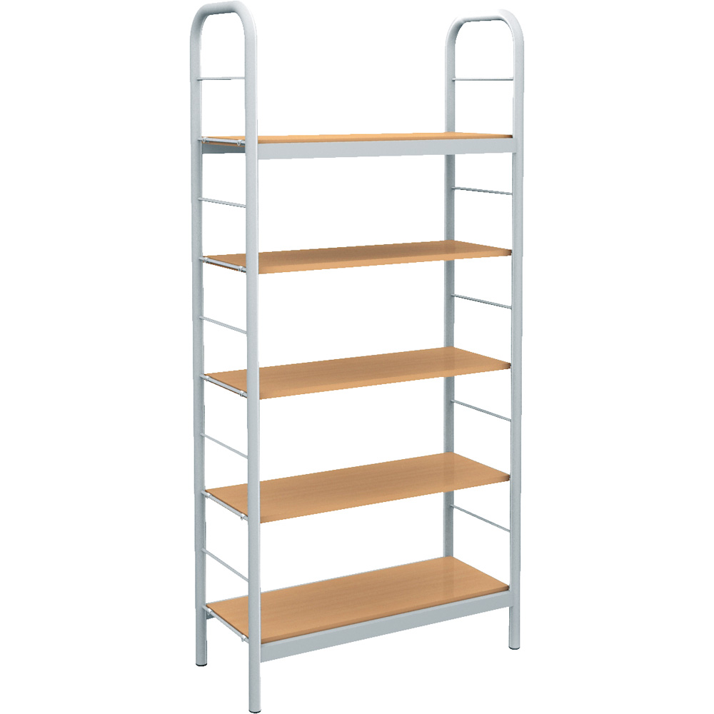 Knižný regál jednostranný - základný modul, 18 mm, strieborná konštrukcia