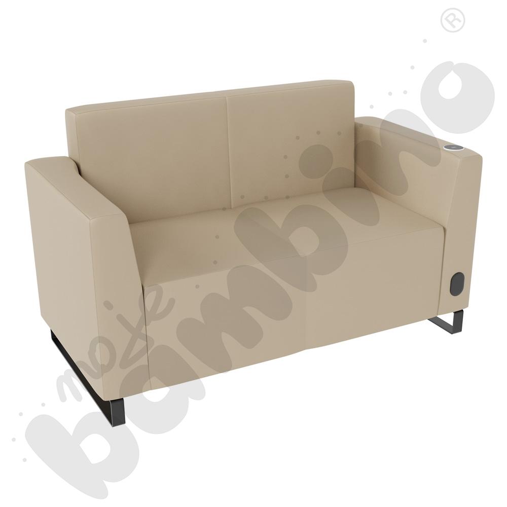 Sofa Universum 2-os. wys. 82 cm, 2 boki niskie, prawy z gniazdkiem elektrycznym i indukcją, tkanina MT05