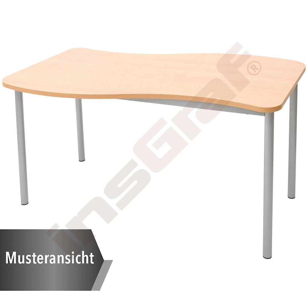 MILA Tisch 5 HPL, wellenförmig groß, TH 71 cm - weiß