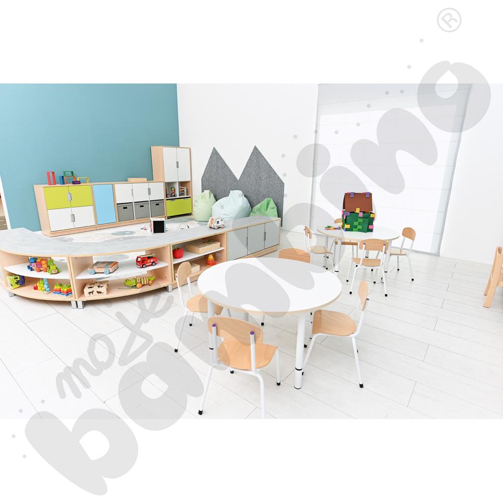 Blat Quadro biały okrągły, beżowe obrzeże