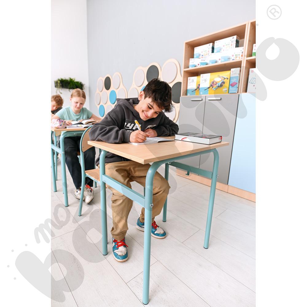 Stół Daniel 1-os. klon 375 z krzesłem P, rozm. 6, turkusowe