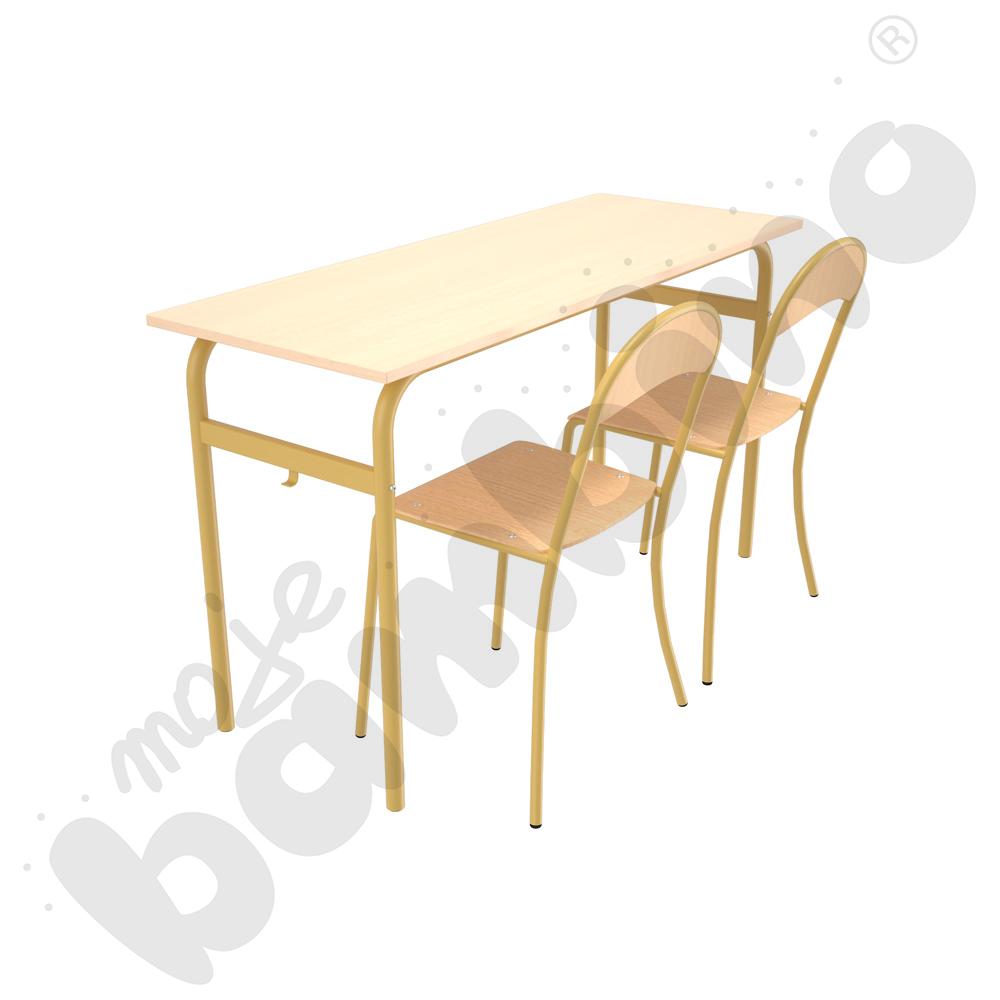 Stół Daniel 2-os. klon 375 z krzesłami P, rozm. 6, musztardowe