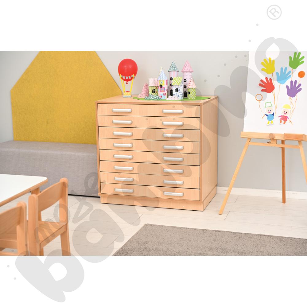 Szafka Flexi D z szerokimi szufladami na cokole, brzoza