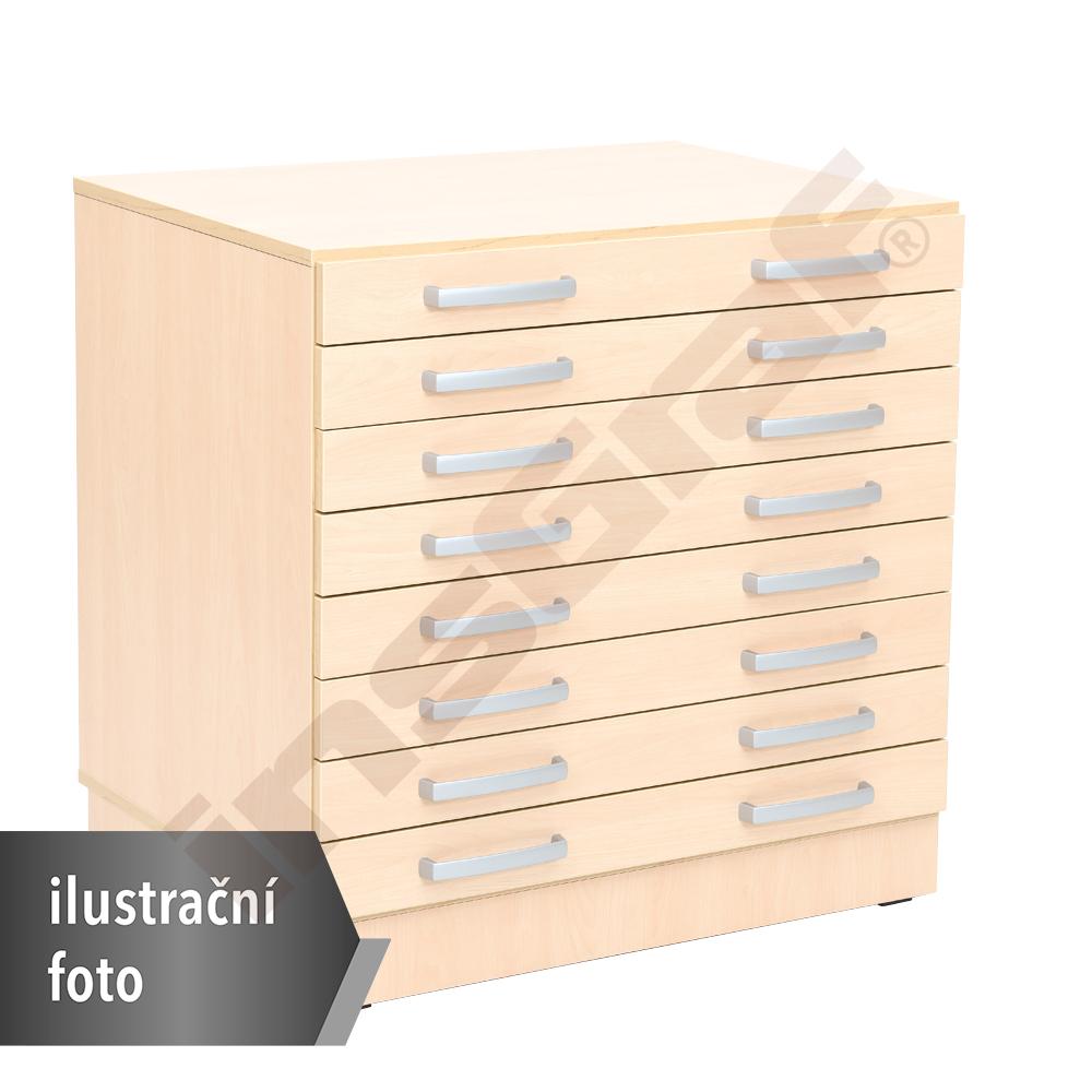 Regál  Grande M s 8 širokými zásuvkami - bílý