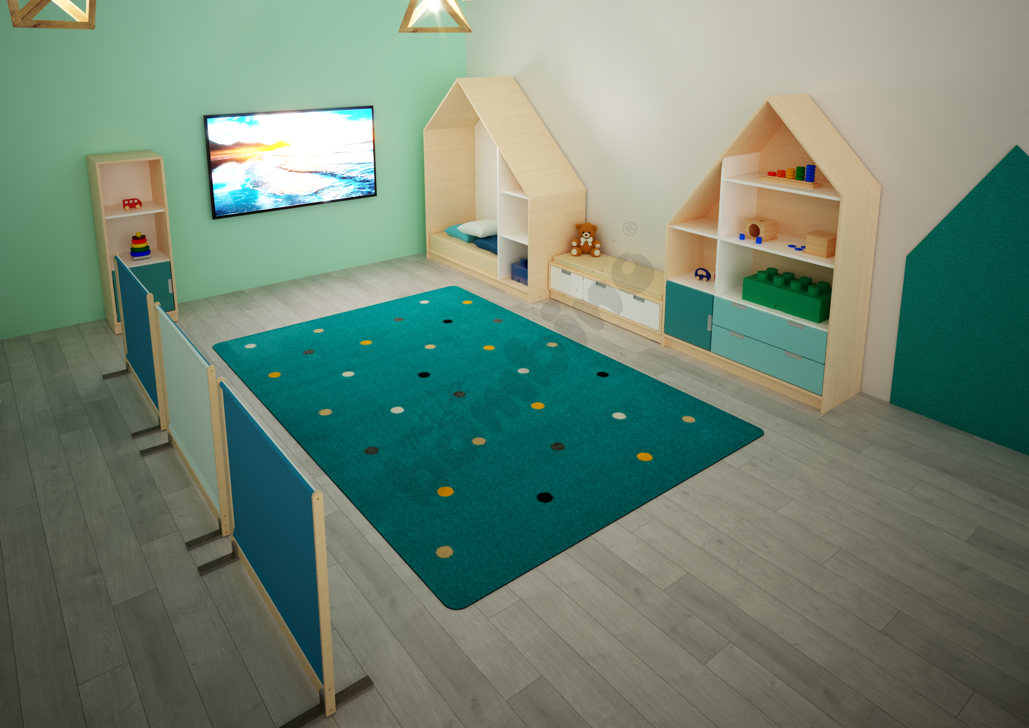  Sala przedszkolna Quadro w odcieniach turkusowych