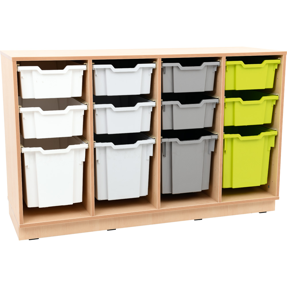 Skrinka Flexi D na plastové, úložné boxy na sokli - 4 priehradky