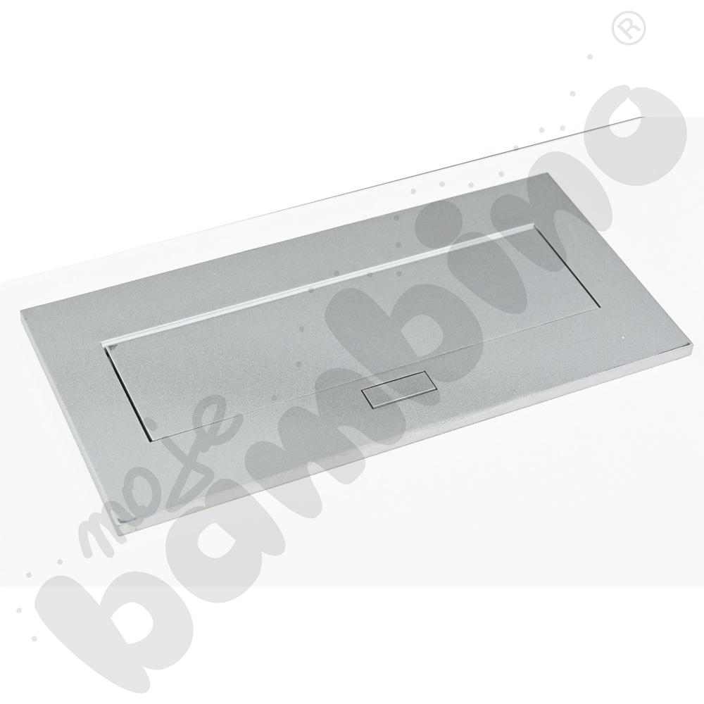 Biurko Grande z metalowymi nogami i mediaportem, białe