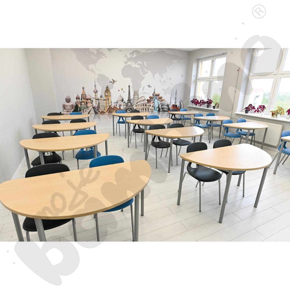 Stół Mila półokrągły 140x70, blat brzoza, narożniki zaokrąglone, rozm. 6