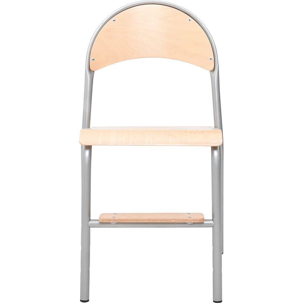 Stolička P s podnožkou veľ. 6, výška 46 cm - k stolom 76 cm, strieborná