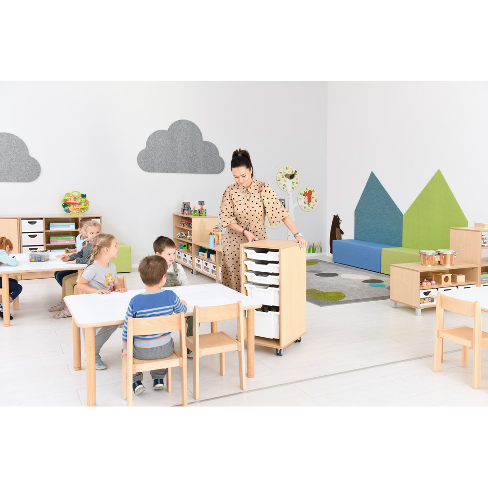 Flexi regál D na plastové úložné boxy- 1 stĺp - s kolieskami