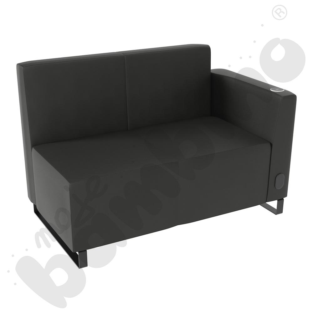 Sofa Universum 2-os. wys. 82 cm, bok niski prawy z gniazdkiem elektrycznym i indukcją, tkanina MT01