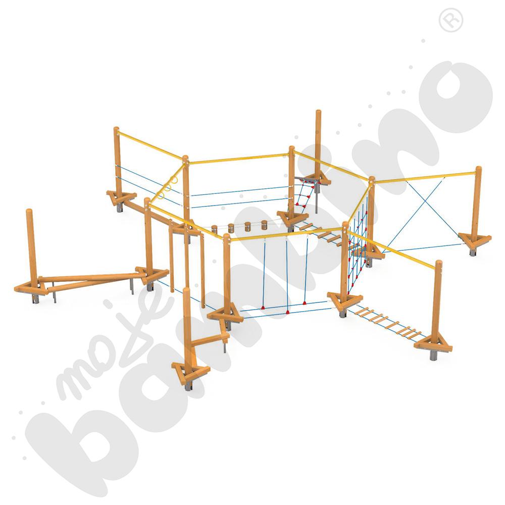 Zestaw Mini park linowy 2, drewniane słupy