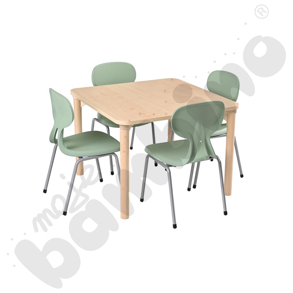 Stół Marcus 4-os, klon z krzesłami Colores, rozm. 5, oliwkowy