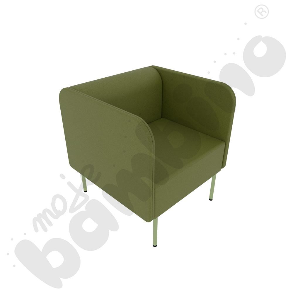 Fotel Versa z plastikowymi stopkami, stelaż oliwkowy, tkanina BD17