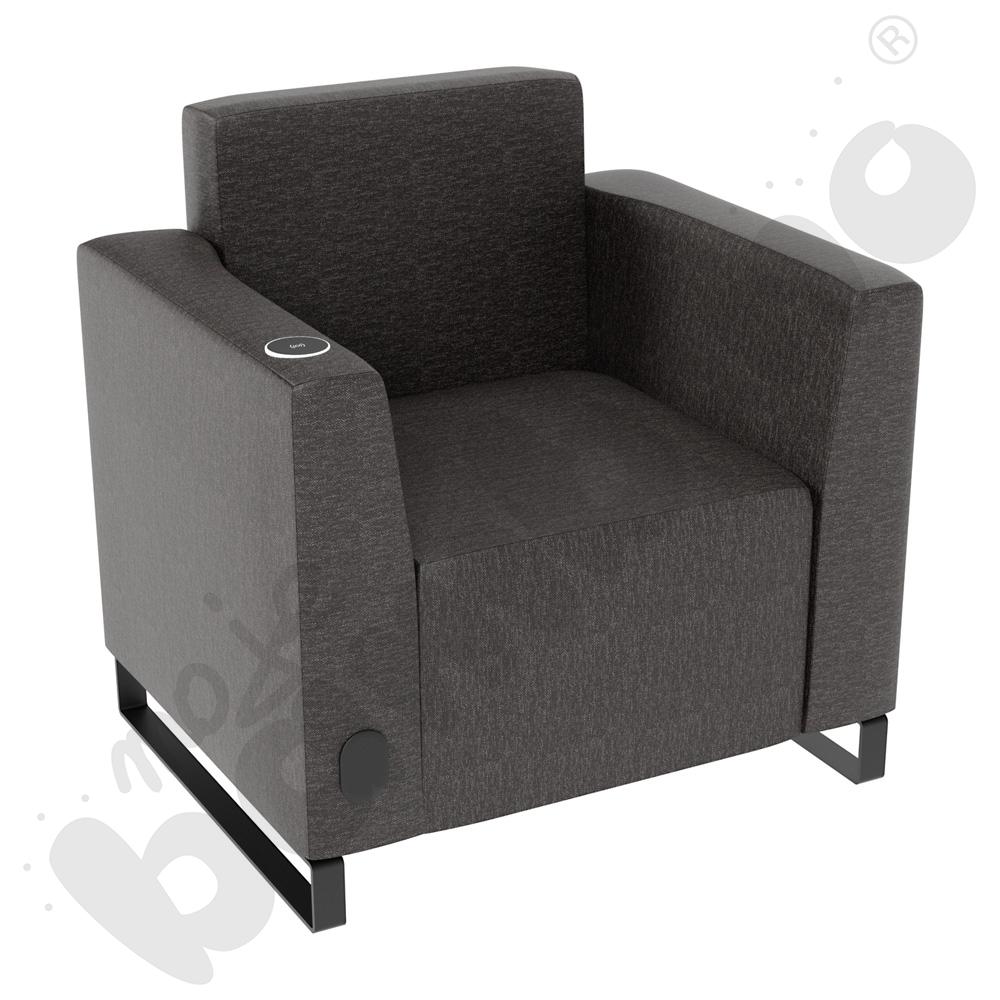 Fotel Universum wys. 82 cm, 2 boki niskie, lewy z gniazdkiem elektrycznym i indukcją, tkanina RO34